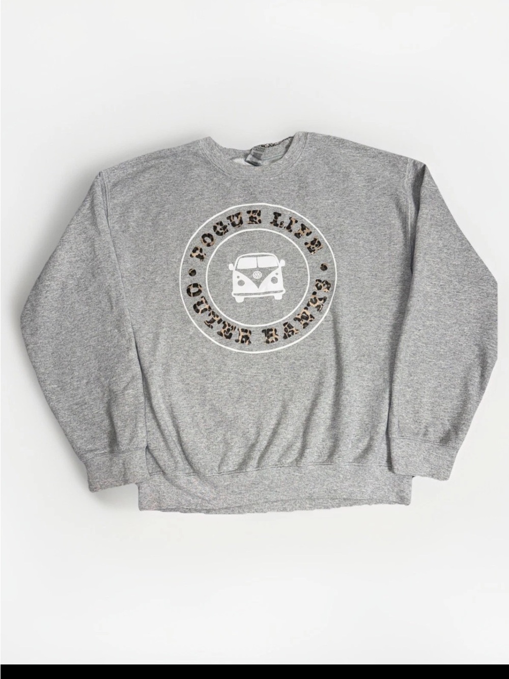 Grey Crewneck Sweatshirt with Graphic Van Emblem